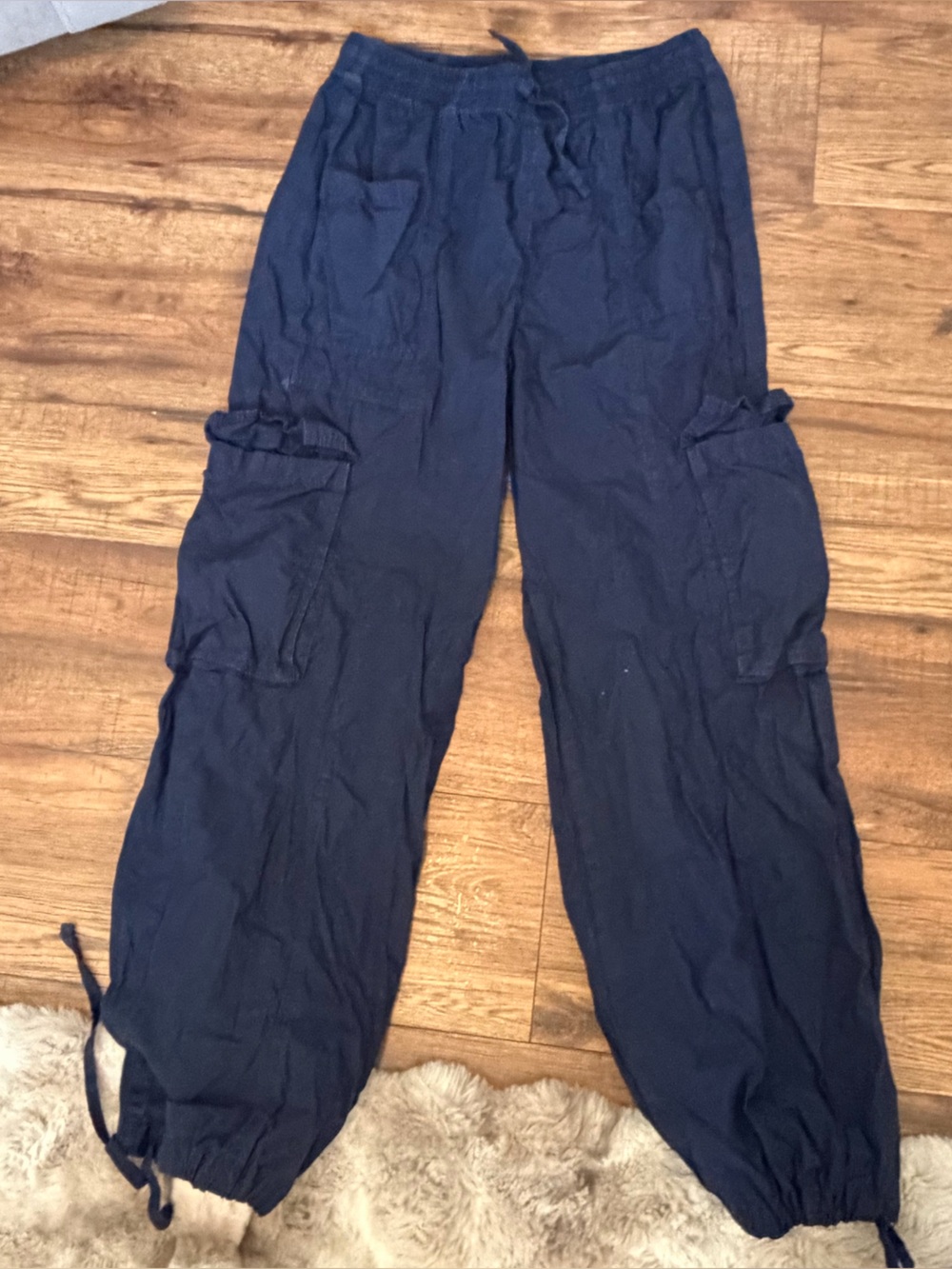 Aerie Women’s Navy Cargo Drawstring Pants Medium Stretch Casual